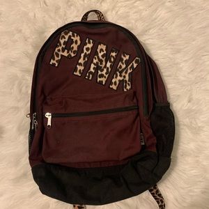 Victoria Secret maroon & leopard backpack